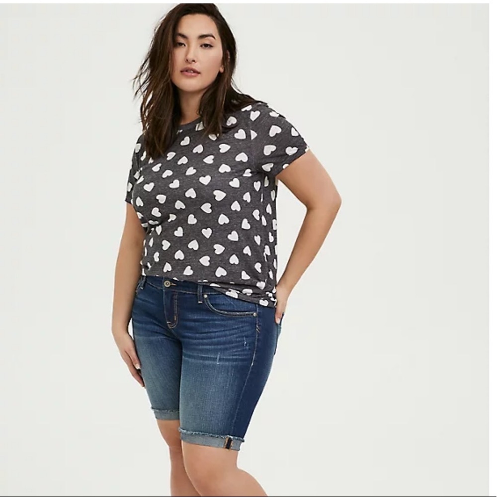 Torrid Vintage Burnout Grey Hearts Tee